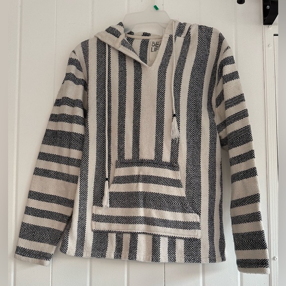 Unisex Beach LIFE Classic LADRFT BAJA Oversized Woven Pullover Hoodie Poncho S - Picture 2 of 5